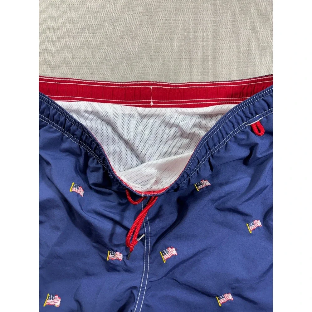 Land's End Men's Patriotic American Flag Swimsuit 250 4th of July Size L 36-38